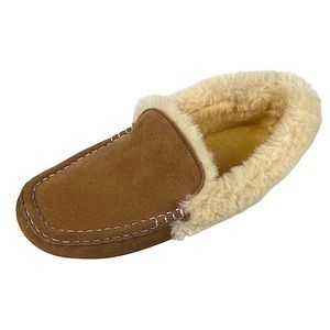 Lamo Womens Tan Suede Faux Shearling Lined Moccasin Slipper Size 10